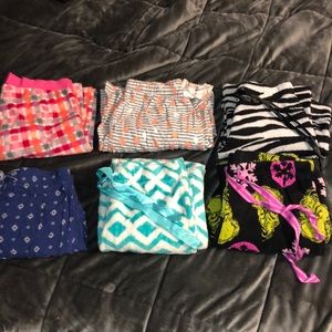 six pairs of pajama pants